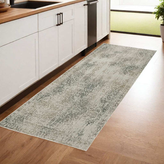8' Runner Gray Oriental Power Loom Runner Rug - Homeroots - Flyclothing LLC