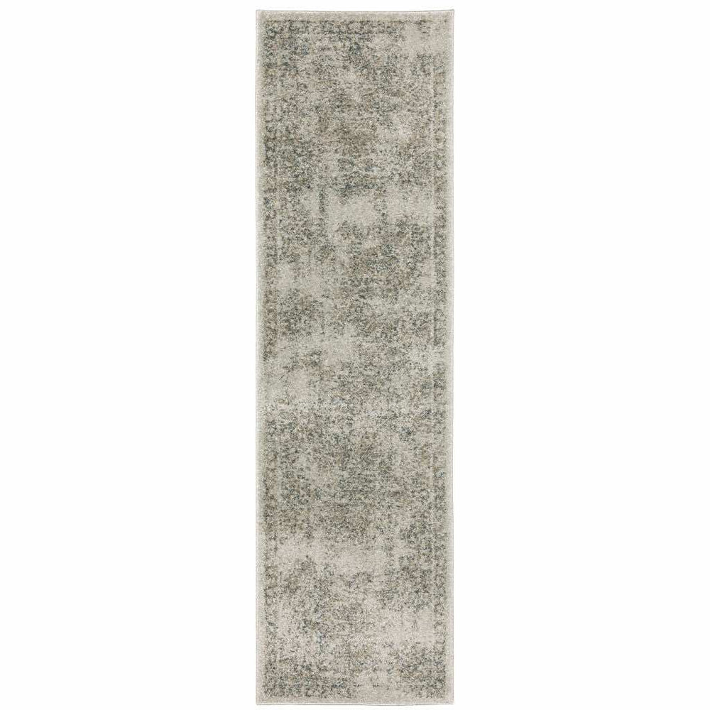 8' Runner Gray Oriental Power Loom Runner Rug - Homeroots - Flyclothing LLC