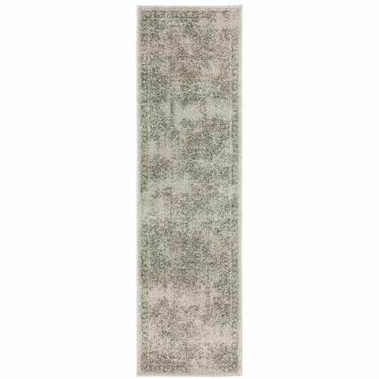 8' Runner Gray Oriental Power Loom Runner Rug - Homeroots - Flyclothing LLC