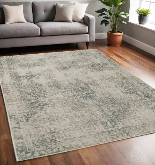 5' X 8' Gray Oriental Power Loom Area Rug - Homeroots - Flyclothing LLC