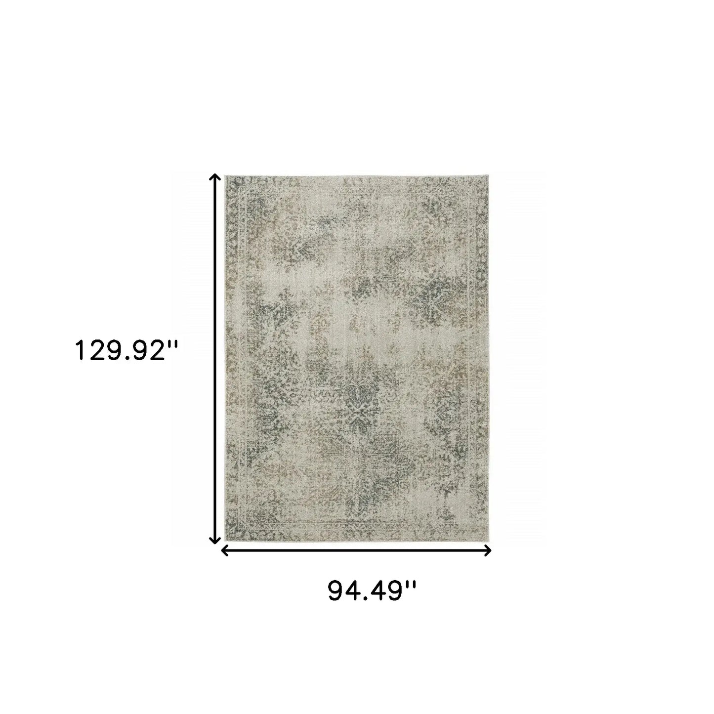 8' X 11' Gray Oriental Power Loom Area Rug - Homeroots - Flyclothing LLC
