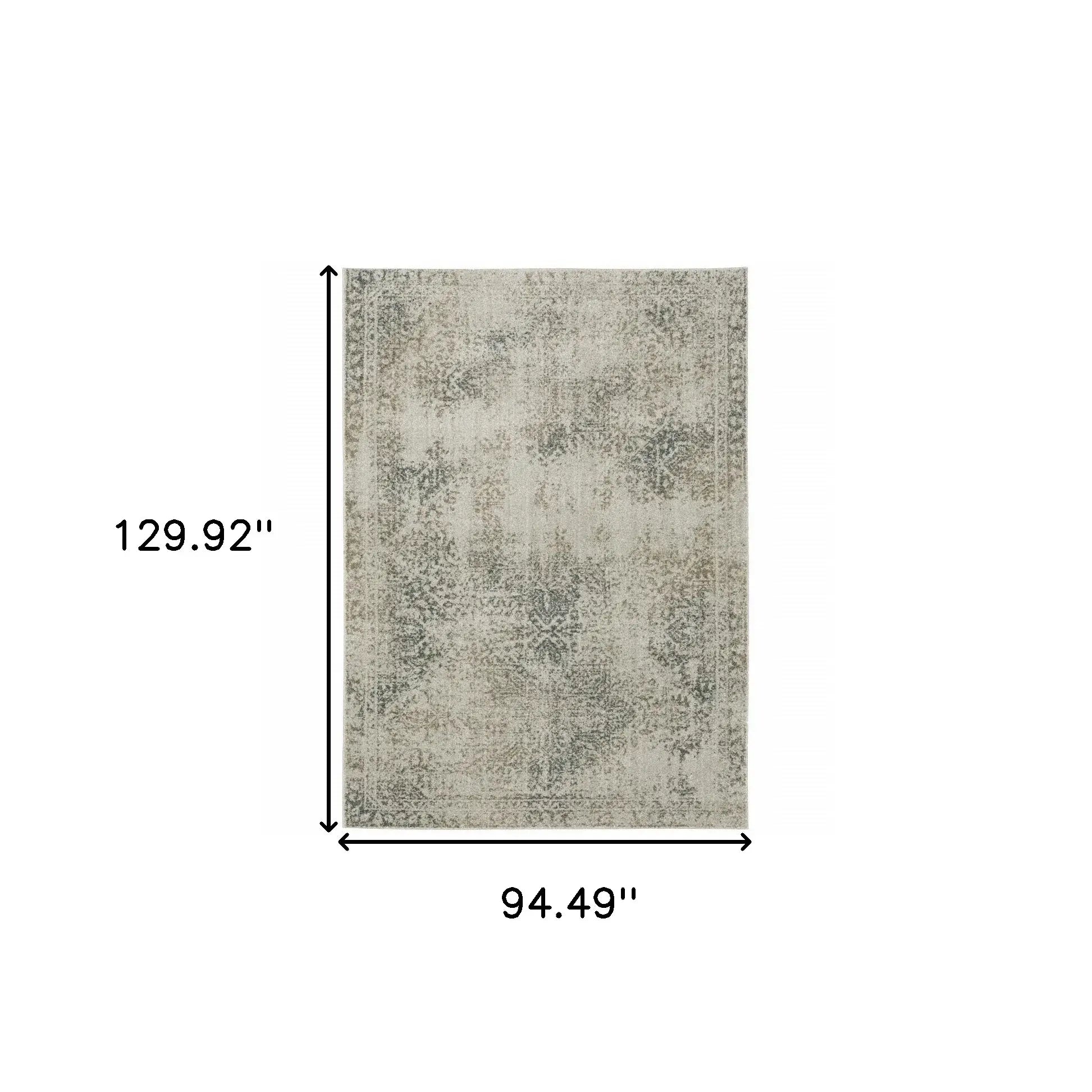 8' X 11' Gray Oriental Power Loom Area Rug - Homeroots - Flyclothing LLC