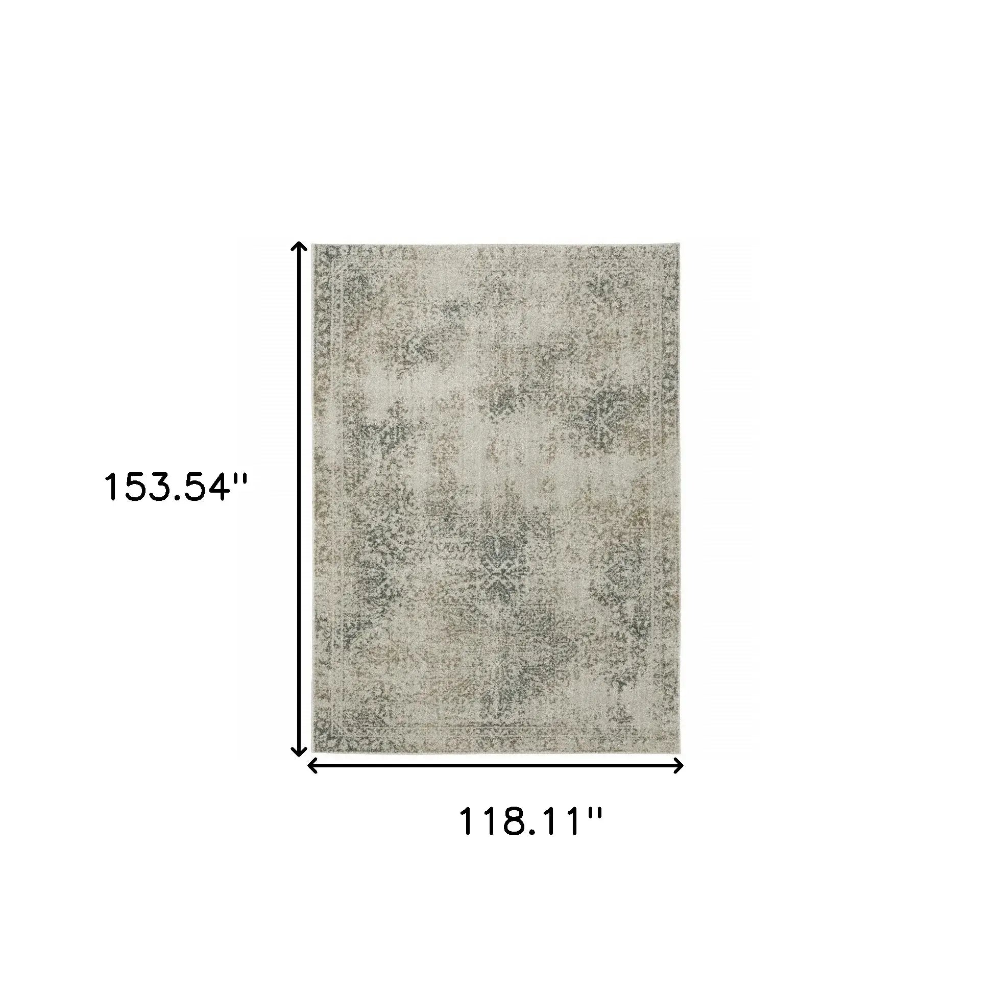 10' X 13' Gray Oriental Power Loom Area Rug - Homeroots - Flyclothing LLC