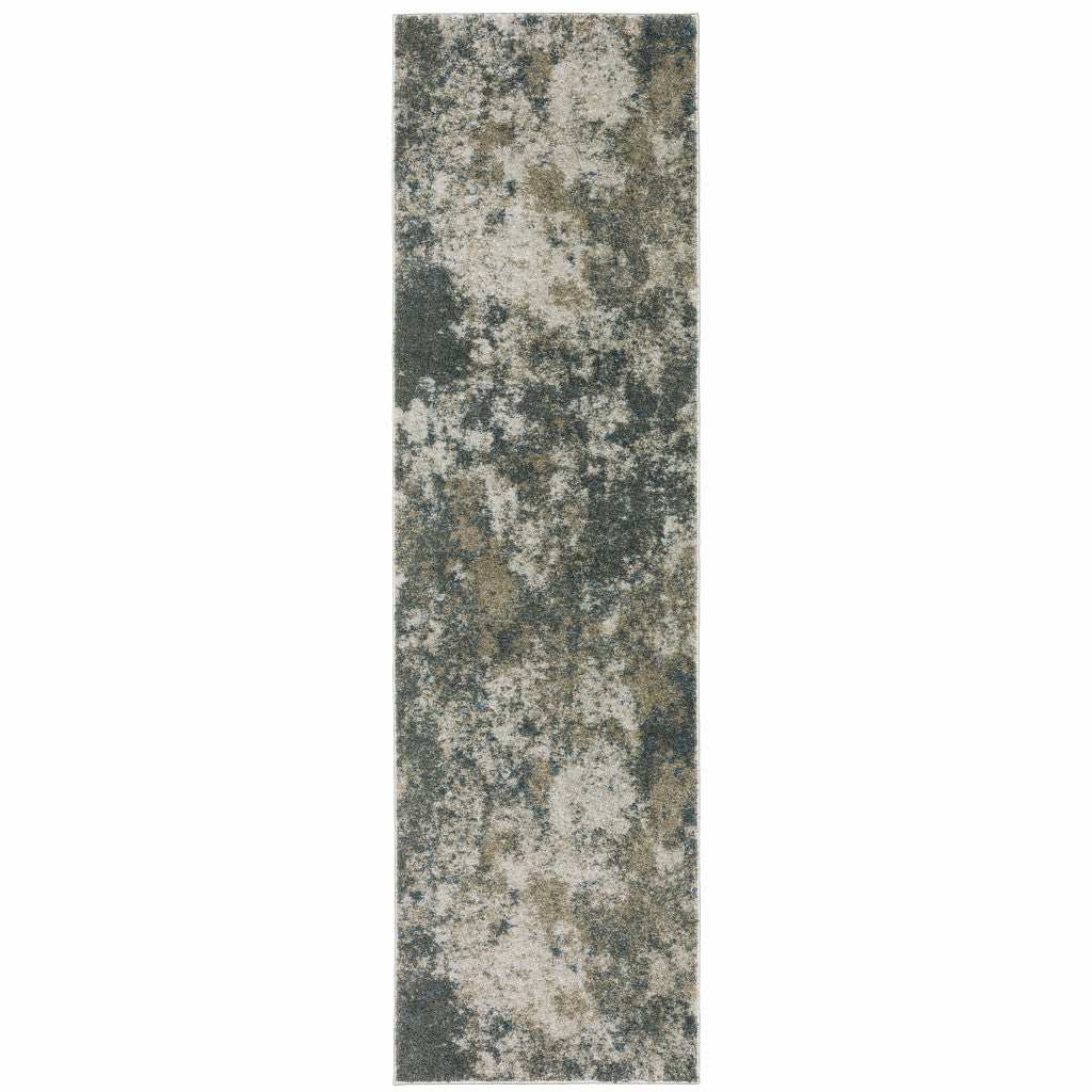 8' Runner Tan and Gray Abstract Power Loom Runner Rug - Homeroots - Flyclothing LLC