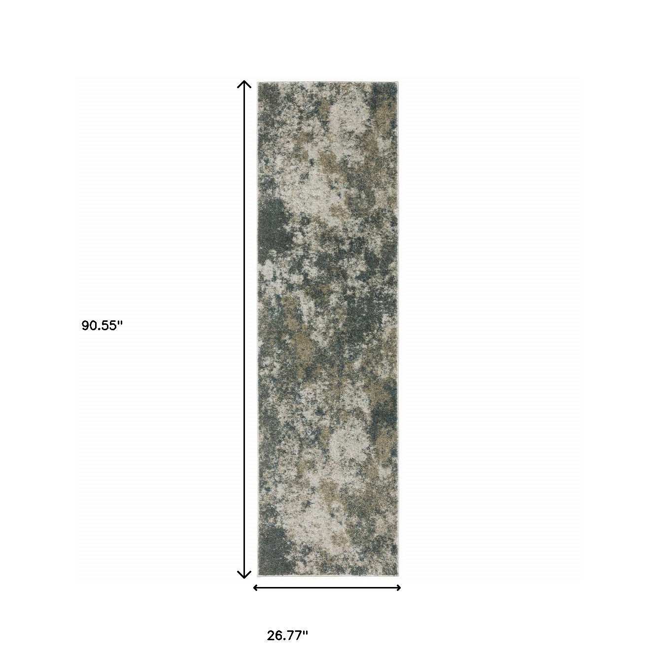 8' Runner Tan and Gray Abstract Power Loom Runner Rug - Homeroots - Flyclothing LLC