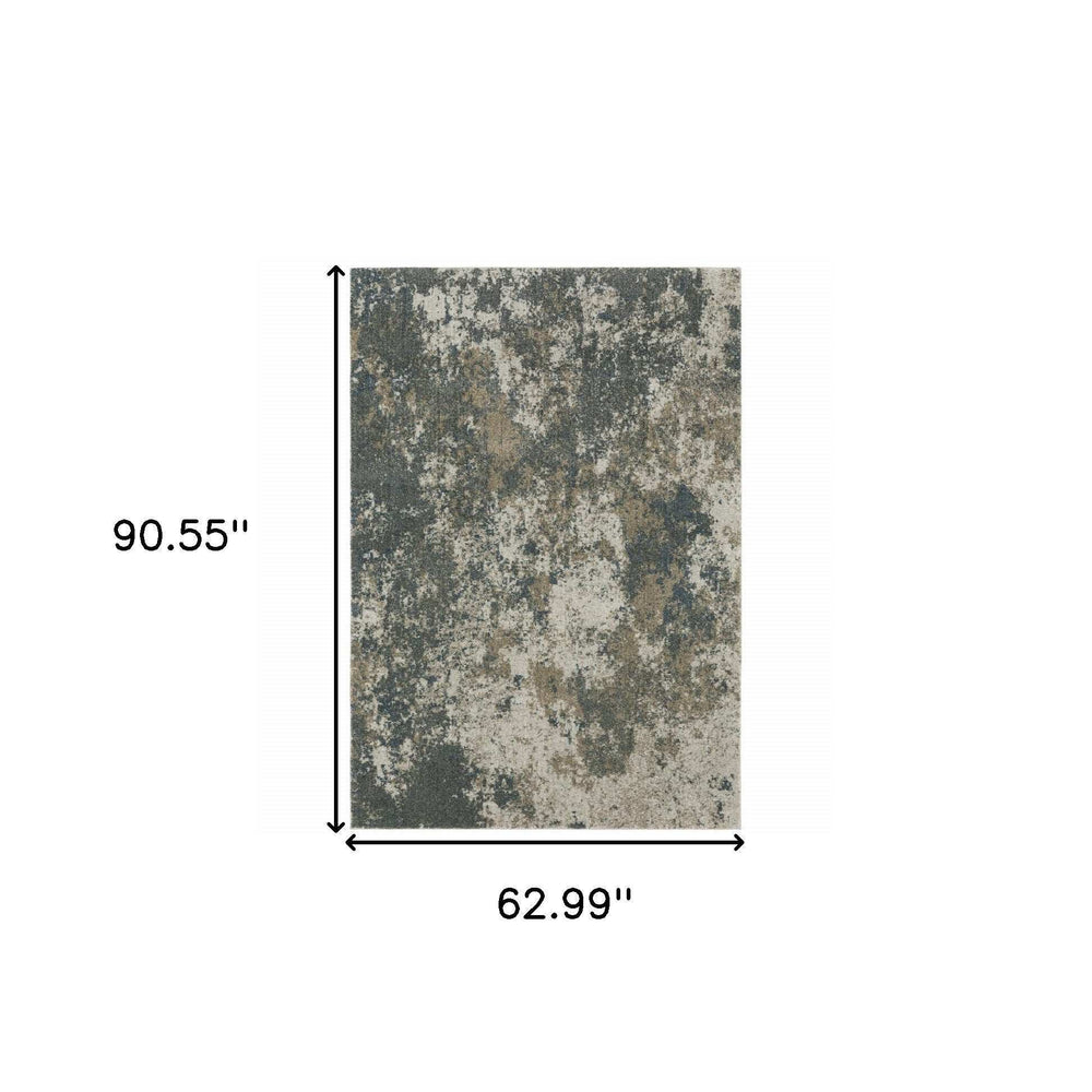 5' X 8' Tan and Gray Abstract Power Loom Area Rug - Homeroots - Flyclothing LLC