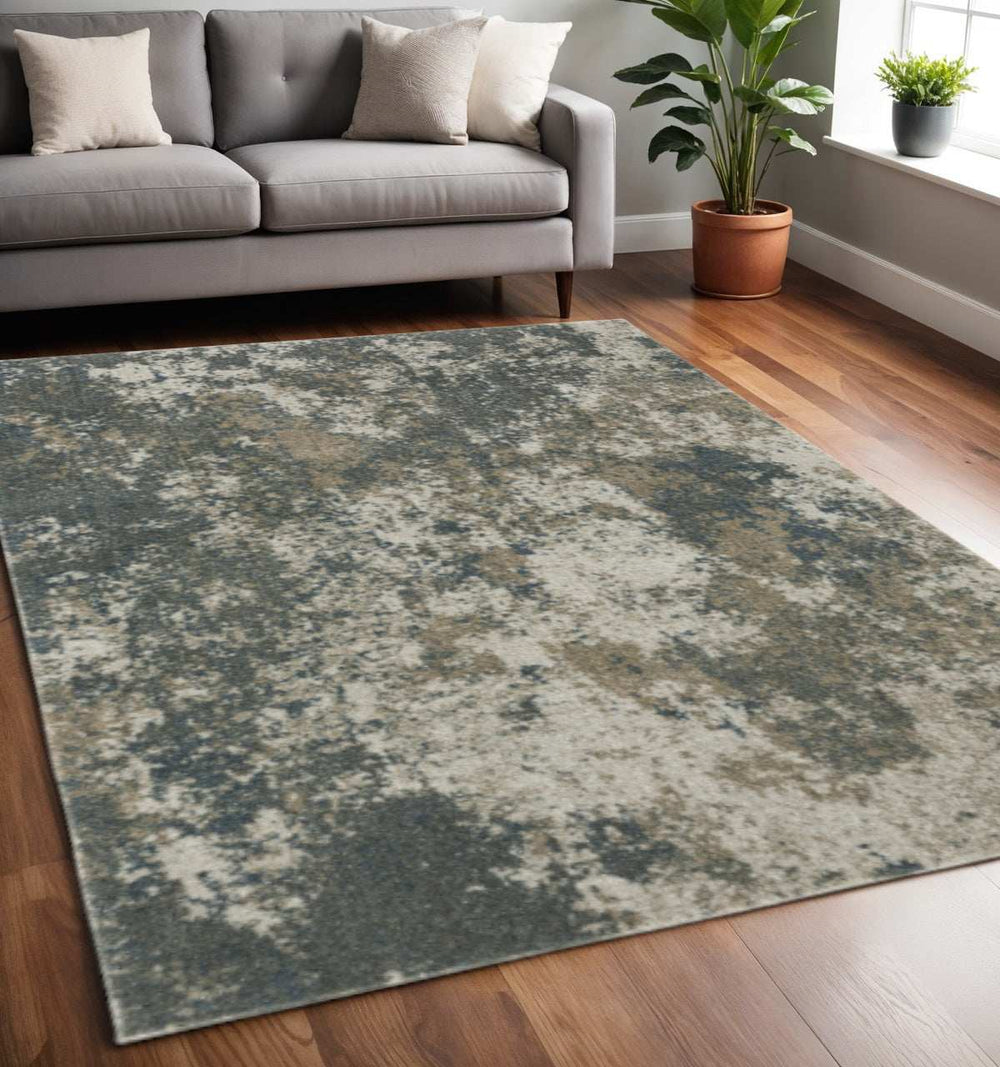 5' X 8' Tan and Gray Abstract Power Loom Area Rug - Homeroots - Flyclothing LLC