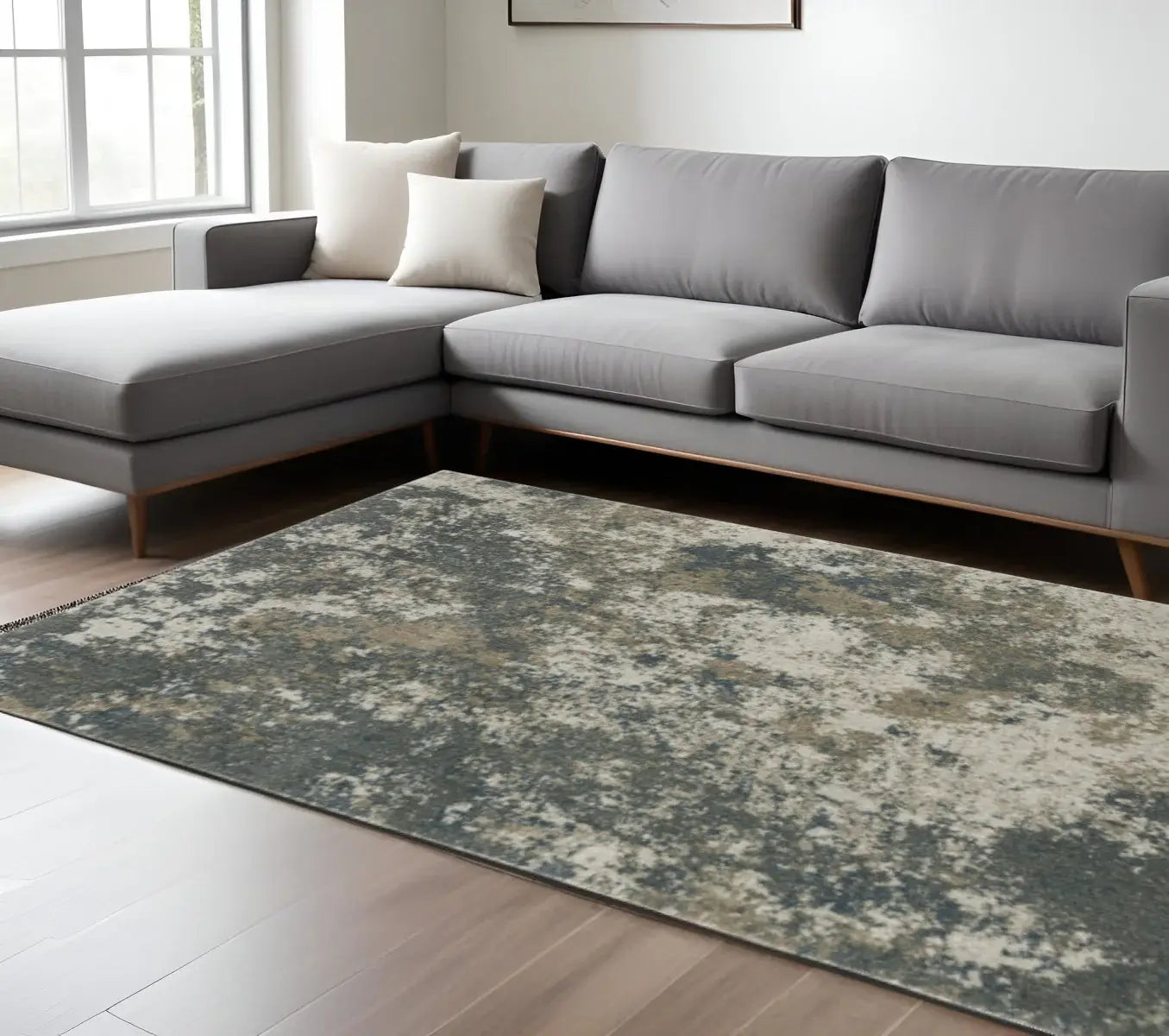 8' X 11' Tan and Gray Abstract Power Loom Area Rug - Homeroots - Flyclothing LLC