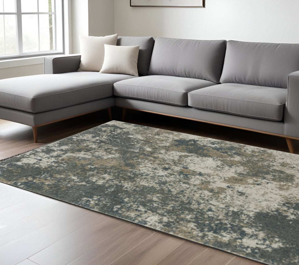 8' X 11' Tan and Gray Abstract Power Loom Area Rug - Homeroots - Flyclothing LLC
