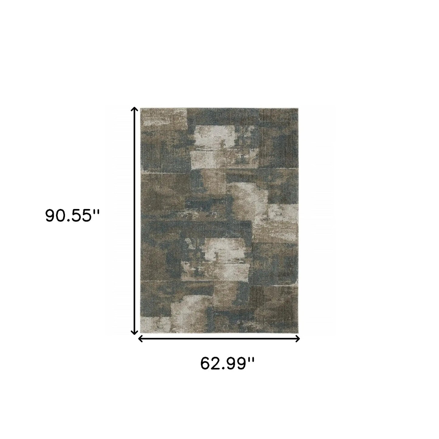 5' X 8' Teal Blue Geometric Power Loom Area Rug - Homeroots - Flyclothing LLC