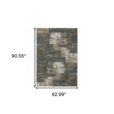 5' X 8' Teal Blue Geometric Power Loom Area Rug - Homeroots - Flyclothing LLC