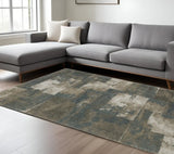 7' X 10' Teal Blue Geometric Power Loom Area Rug - Homeroots - Flyclothing LLC