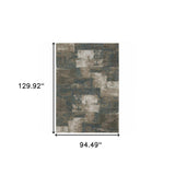 8' X 11' Teal Blue Geometric Power Loom Area Rug - Homeroots - Flyclothing LLC
