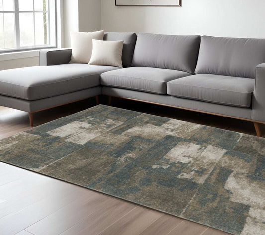 8' X 11' Teal Blue Geometric Power Loom Area Rug - Homeroots - Flyclothing LLC