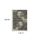 10' X 13' Teal Blue Geometric Power Loom Area Rug - Homeroots