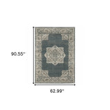 5' X 8' Blue and Beige Oriental Power Loom Area Rug - Homeroots - Flyclothing LLC