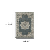 10' X 13' Blue and Beige Oriental Power Loom Area Rug - Homeroots - Flyclothing LLC
