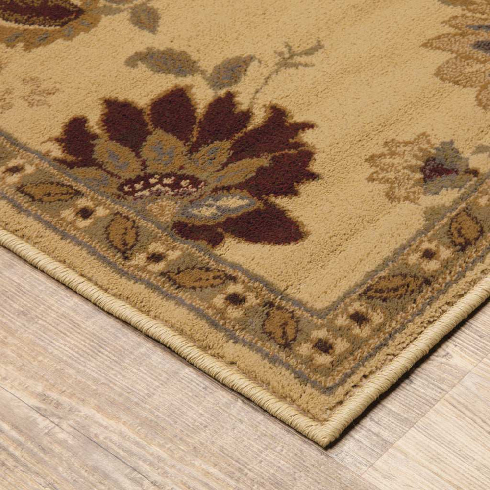 10' X 13' Ivory Green Brown Blue And Rust Floral Power Loom Stain Resistant Area Rug - Homeroots - Flyclothing LLC