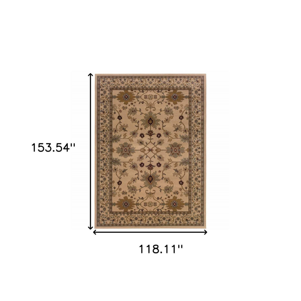 10' X 13' Ivory Oriental Power Loom Stain Resistant Area Rug - Homeroots - Flyclothing LLC