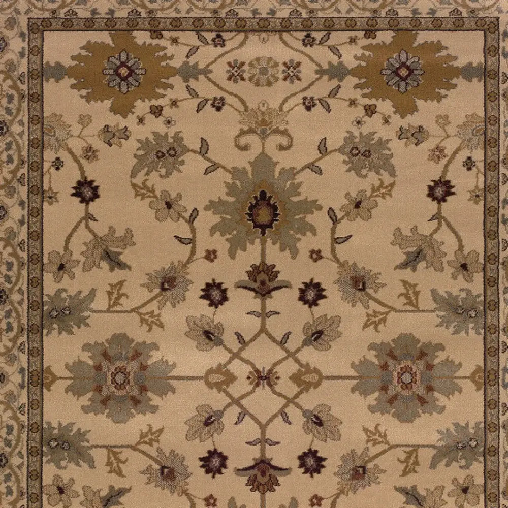 10' X 13' Ivory Oriental Power Loom Stain Resistant Area Rug - Homeroots - Flyclothing LLC