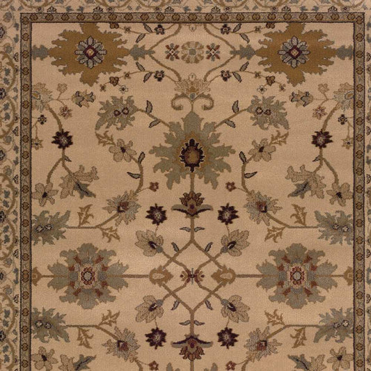 10' X 13' Ivory Oriental Power Loom Stain Resistant Area Rug - Homeroots - Flyclothing LLC