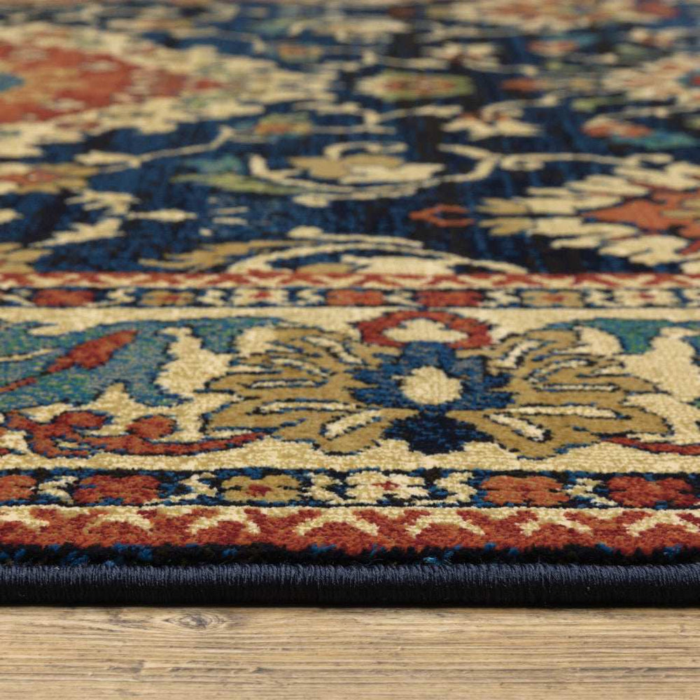 10' X 13' Blue Red And Beige Oriental Power Loom Stain Resistant Area Rug - Homeroots - Flyclothing LLC