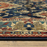10' X 13' Blue Red And Beige Oriental Power Loom Stain Resistant Area Rug - Homeroots