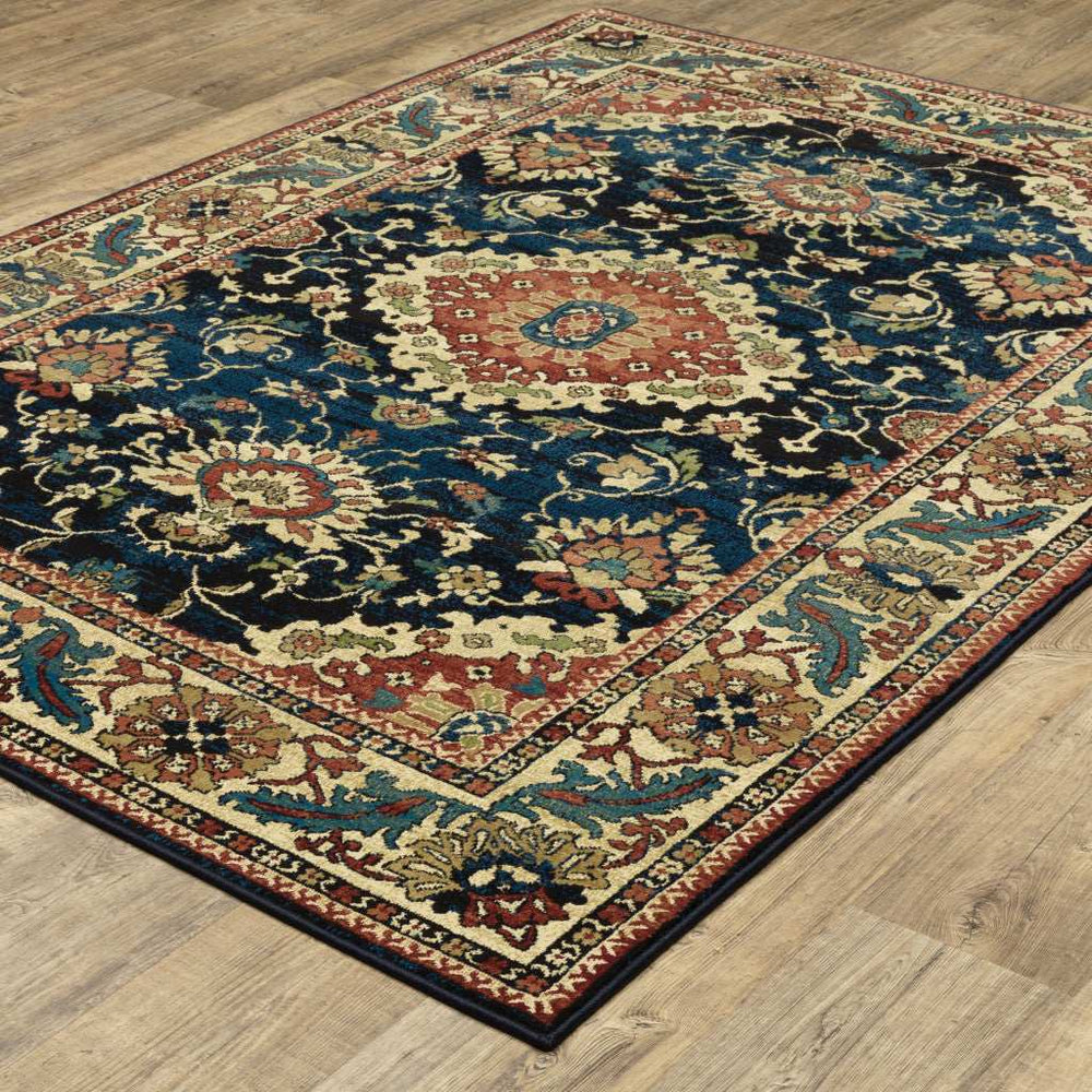 10' X 13' Blue Red And Beige Oriental Power Loom Stain Resistant Area Rug - Homeroots - Flyclothing LLC
