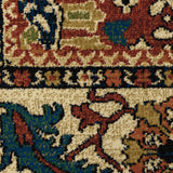 10' X 13' Blue Red And Beige Oriental Power Loom Stain Resistant Area Rug - Homeroots