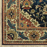 10' X 13' Blue Red And Beige Oriental Power Loom Stain Resistant Area Rug - Homeroots