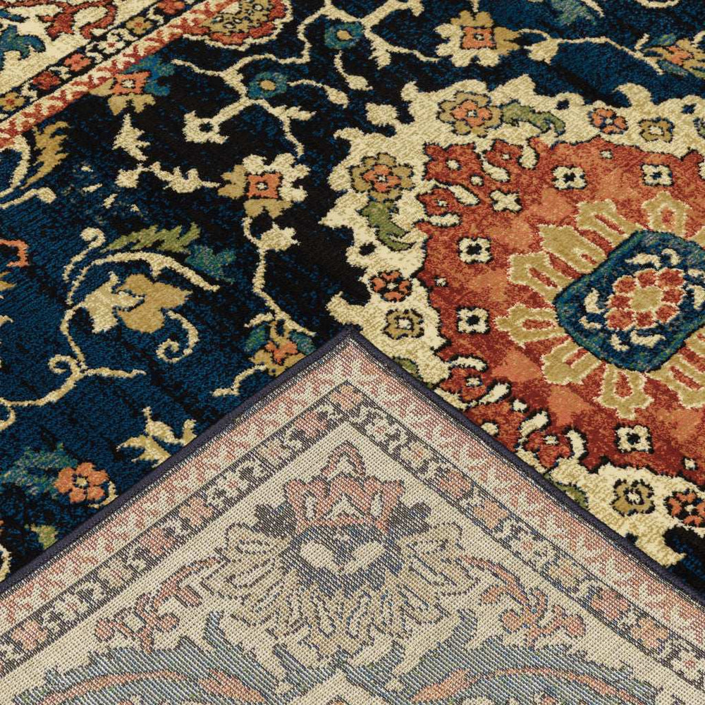 10' X 13' Blue Red And Beige Oriental Power Loom Stain Resistant Area Rug - Homeroots - Flyclothing LLC