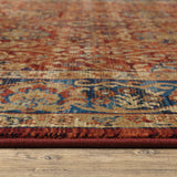 10' X 13' Red And Blue Oriental Power Loom Stain Resistant Area Rug - Homeroots