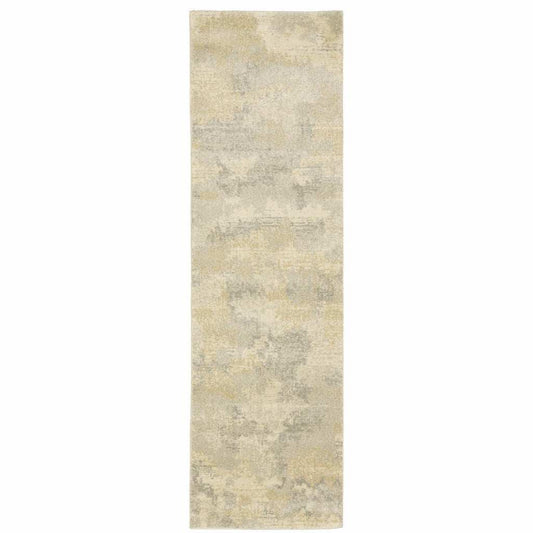 2' X 8' Grey Ivory Beige And Taupe Abstract Power Loom Stain Resistant Runner Rug - Homeroots - Flyclothing LLC