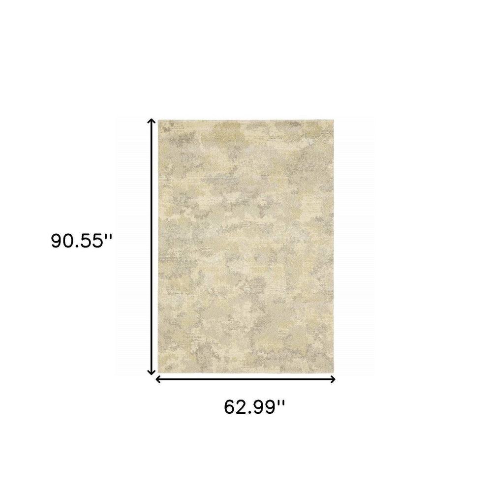 5' X 8' Grey Ivory Beige And Taupe Abstract Power Loom Stain Resistant Area Rug - Homeroots - Flyclothing LLC