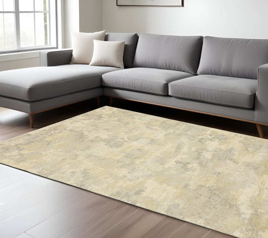 8' X 11' Grey Ivory Beige And Taupe Abstract Power Loom Stain Resistant Area Rug - Homeroots - Flyclothing LLC