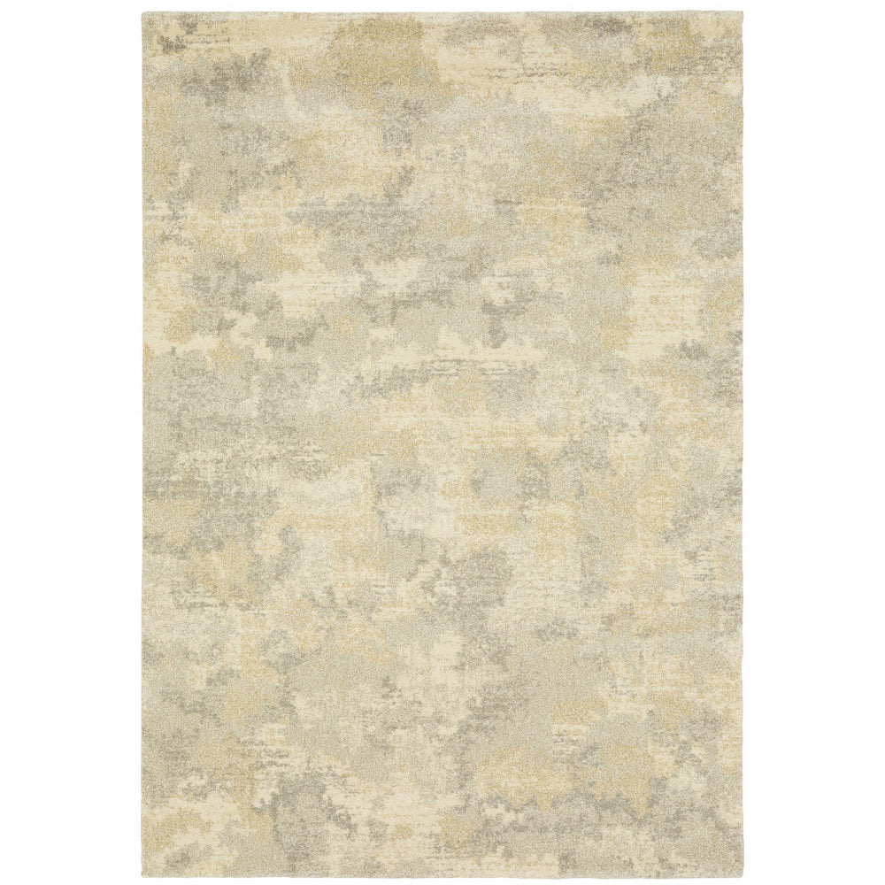 10' X 13' Grey Ivory Beige And Taupe Abstract Power Loom Stain Resistant Area Rug
