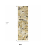 2' X 8' Beige Grey And Gold Abstract Power Loom Stain Resistant Runner Rug - Homeroots - Flyclothing LLC
