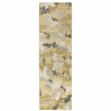 2' X 8' Beige Grey And Gold Abstract Power Loom Stain Resistant Runner Rug - Homeroots