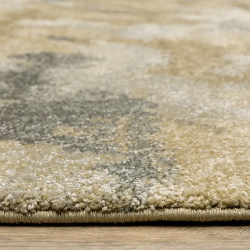 2' X 8' Beige Grey And Gold Abstract Power Loom Stain Resistant Runner Rug - Homeroots - Flyclothing LLC