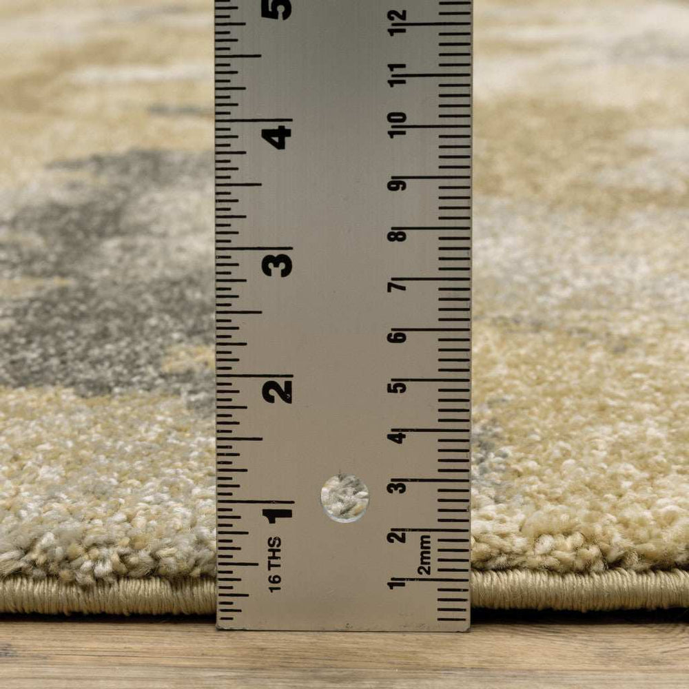 2' X 8' Beige Grey And Gold Abstract Power Loom Stain Resistant Runner Rug - Homeroots - Flyclothing LLC