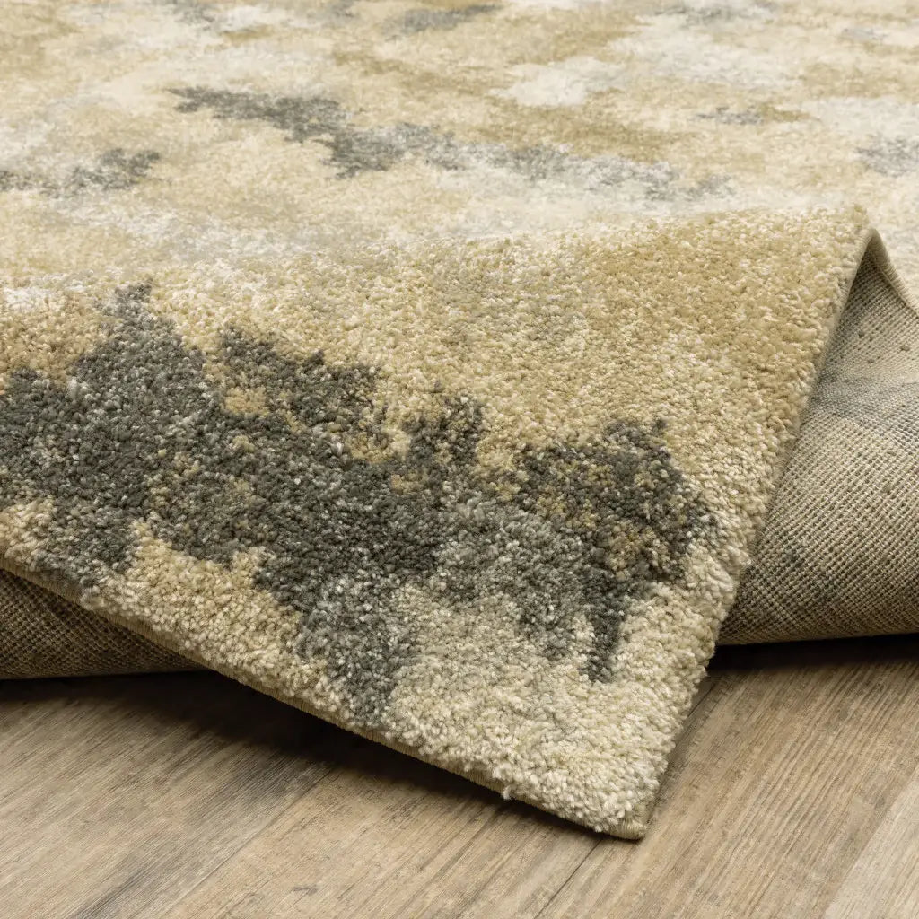 2' X 8' Beige Grey And Gold Abstract Power Loom Stain Resistant Runner Rug - Homeroots - Flyclothing LLC