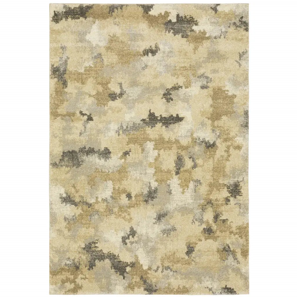 3' X 5' Beige Grey And Gold Abstract Power Loom Stain Resistant Area Rug - Homeroots - Flyclothing LLC