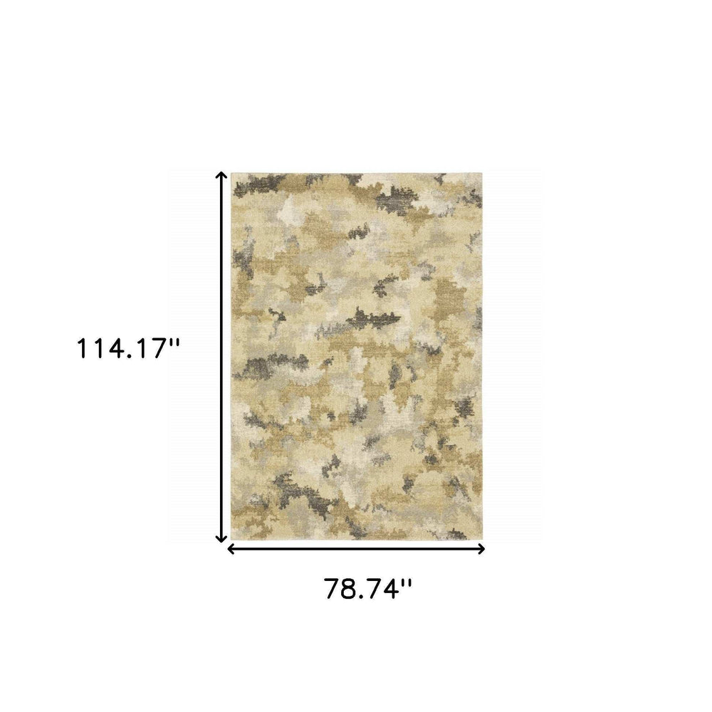 6' X 9' Beige Grey And Gold Abstract Power Loom Stain Resistant Area Rug - Homeroots - Flyclothing LLC