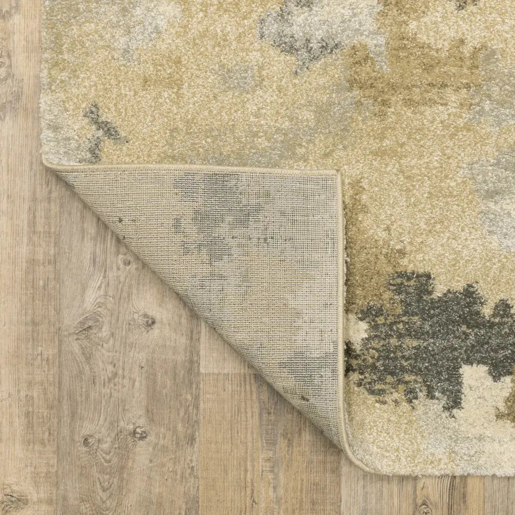 10' X 13' Beige Grey And Gold Abstract Power Loom Stain Resistant Area Rug - Homeroots - Flyclothing LLC