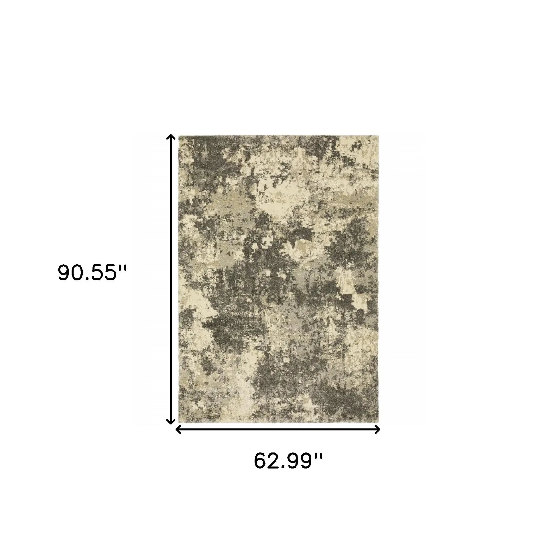 5' X 8' Charcoal Grey Beige And Tan Abstract Power Loom Stain Resistant Area Rug - Homeroots - Flyclothing LLC