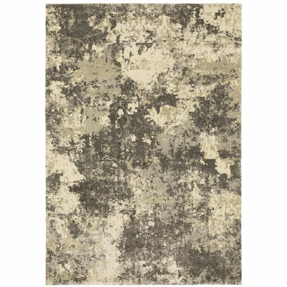 5' X 8' Charcoal Grey Beige And Tan Abstract Power Loom Stain Resistant Area Rug - Homeroots - Flyclothing LLC