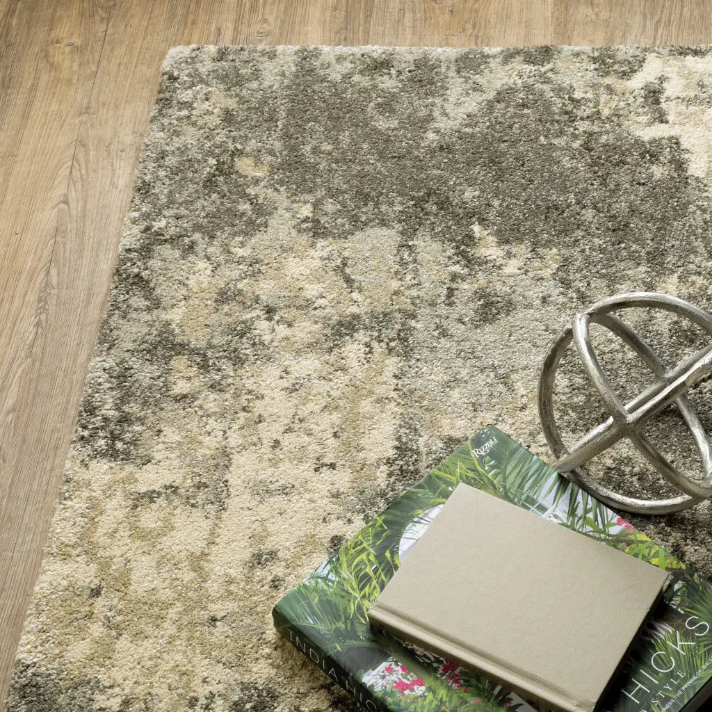 5' X 8' Charcoal Grey Beige And Tan Abstract Power Loom Stain Resistant Area Rug - Homeroots - Flyclothing LLC