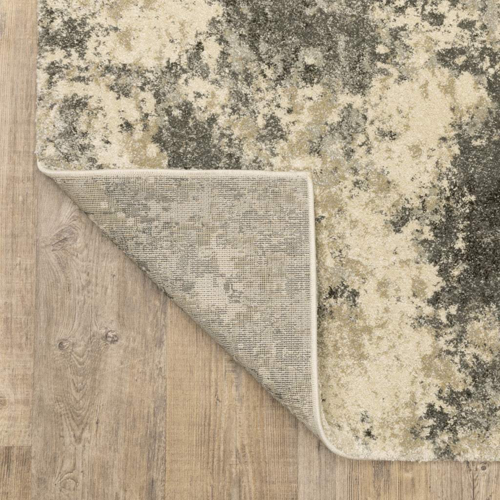 5' X 8' Charcoal Grey Beige And Tan Abstract Power Loom Stain Resistant Area Rug - Homeroots - Flyclothing LLC