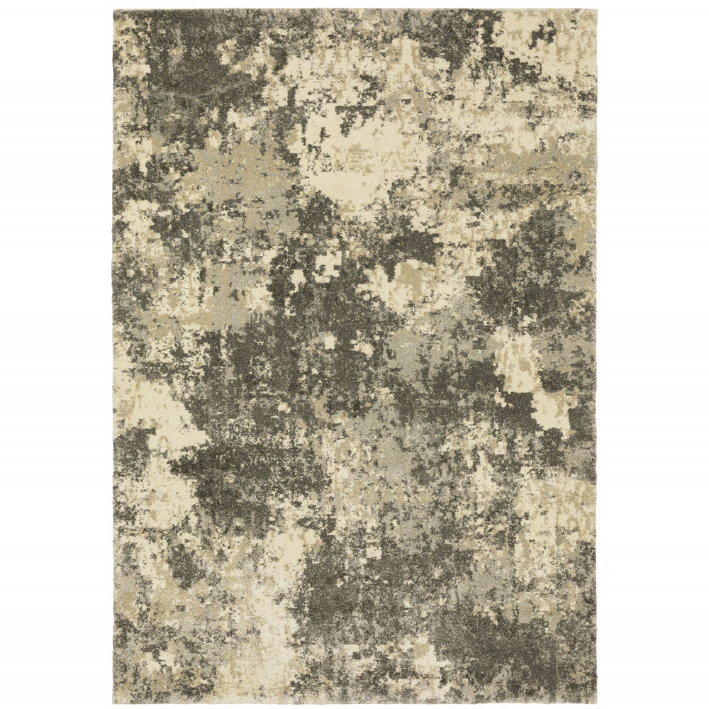 6' X 9' Charcoal Grey Beige And Tan Abstract Power Loom Stain Resistant Area Rug - Homeroots