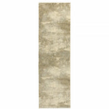 8' Beige and Gold Abstract Power Loom Runner Rug - Homeroots - Flyclothing LLC